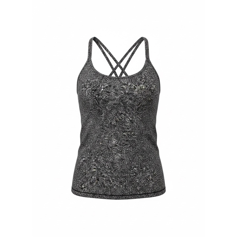 Lululemon Free To Be Tank Nulu Diffuse Starlight Black Strappy Yoga Top, Size 12